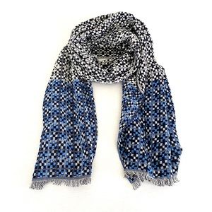 J Crew Cotton and Wool Checked Large Scarf